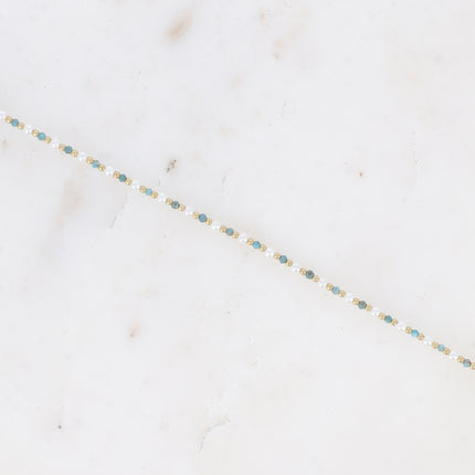 Bracelet Vudika - pierres naturelles et perles de résine blanche