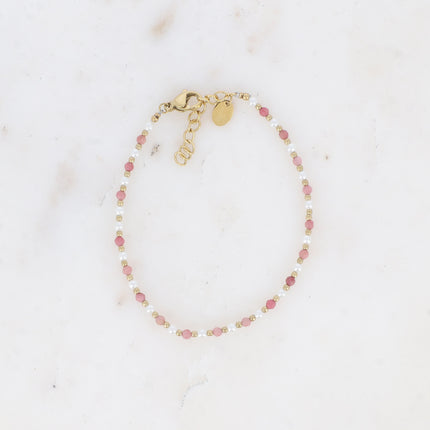 Bracelet Vudika - pierres naturelles et perles de résine blanche