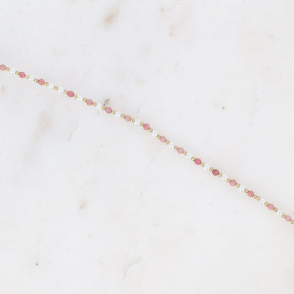 Bracelet Vudika - pierres naturelles et perles de résine blanche
