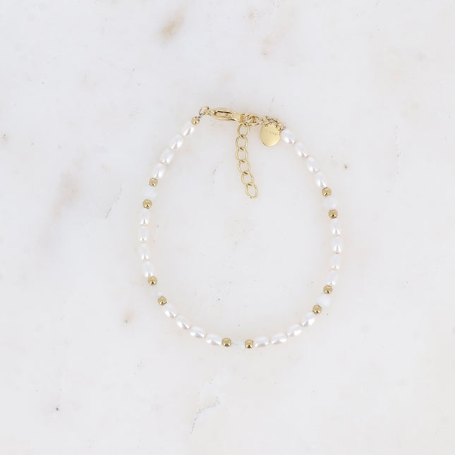 Harmony Bracelet - natural stones and white resin beads