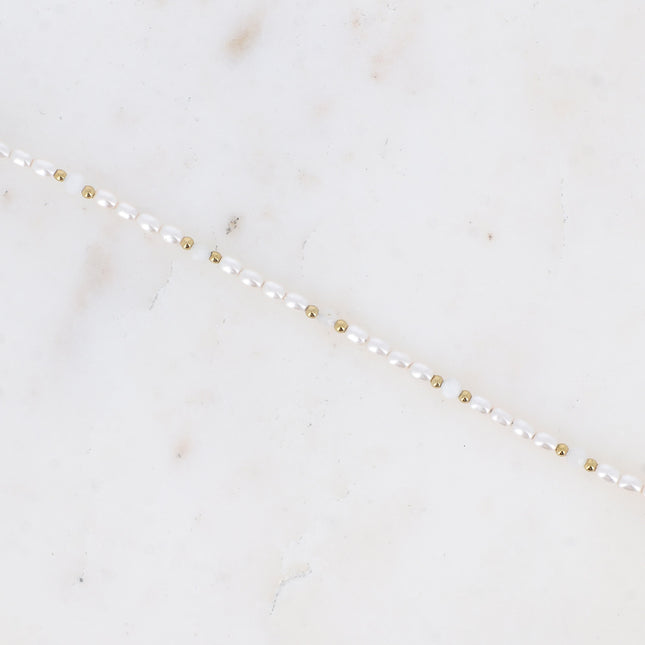 Harmony Bracelet - natural stones and white resin beads