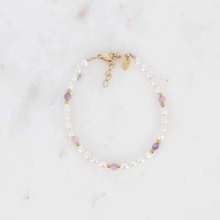 Bracelet Harmonie - pierres naturelles et perles de résine blanche