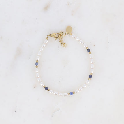 Bracelet Harmonie - pierres naturelles et perles de résine blanche