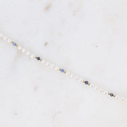 Bracelet Harmonie - pierres naturelles et perles de résine blanche