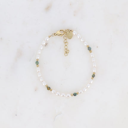 Bracelet Harmonie - pierres naturelles et perles de résine blanche