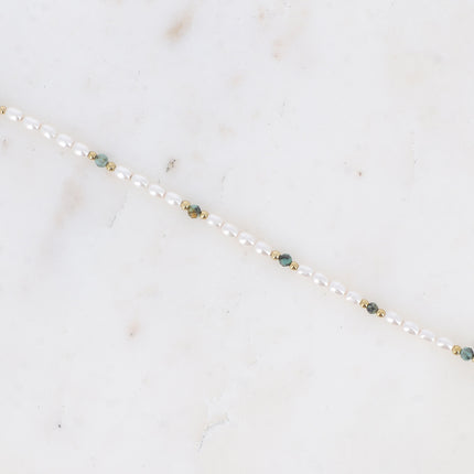 Bracelet Harmonie - pierres naturelles et perles de résine blanche