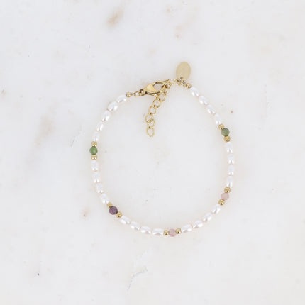 Bracelet Harmonie - pierres naturelles et perles de résine blanche