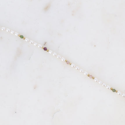Bracelet Harmonie - pierres naturelles et perles de résine blanche