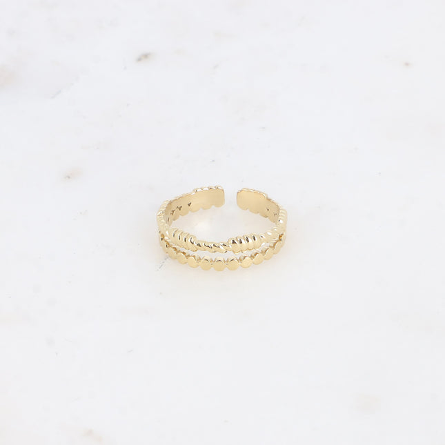 Bague - 2 rangs, effet barbelé et effet perlé