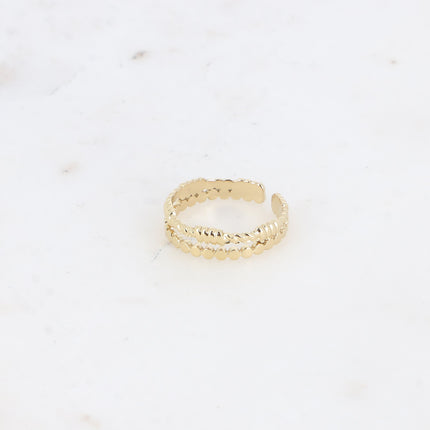 Bague - 2 rangs, effet barbelé et effet perlé