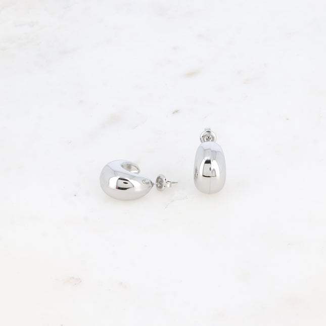 Creole earrings - crescent moon with 18mm trim