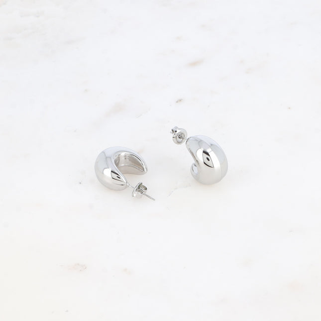 Creole earrings - crescent moon with 18mm trim