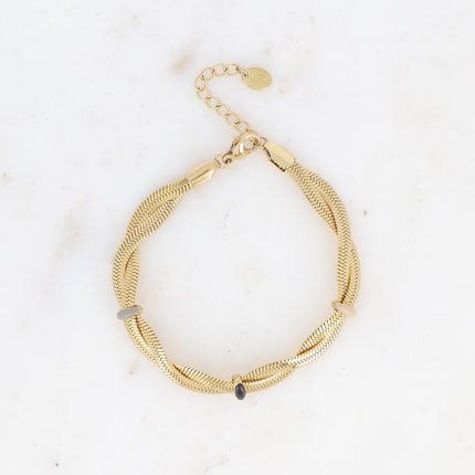 Bracelet - maille miroir effet entrelacé par des anneaux en émail