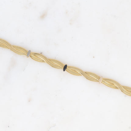 Bracelet - maille miroir effet entrelacé par des anneaux en émail