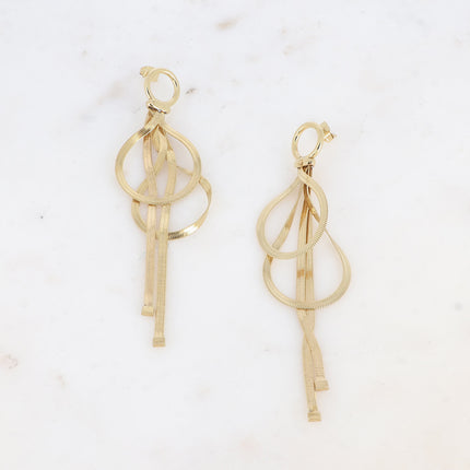 Dangling earrings - round ring and dangling mirror links