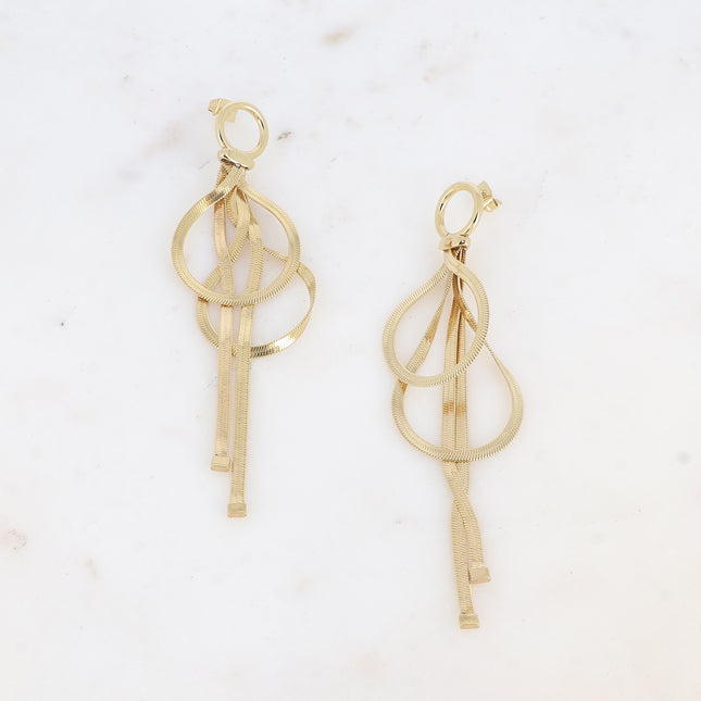 Dangling earrings - round ring and dangling mirror links