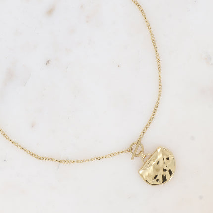 Collier - pendentif anneau et barre, empiècement recourbé et martelé