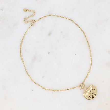 Collier - pendentif anneau et barre, empiècement recourbé et martelé