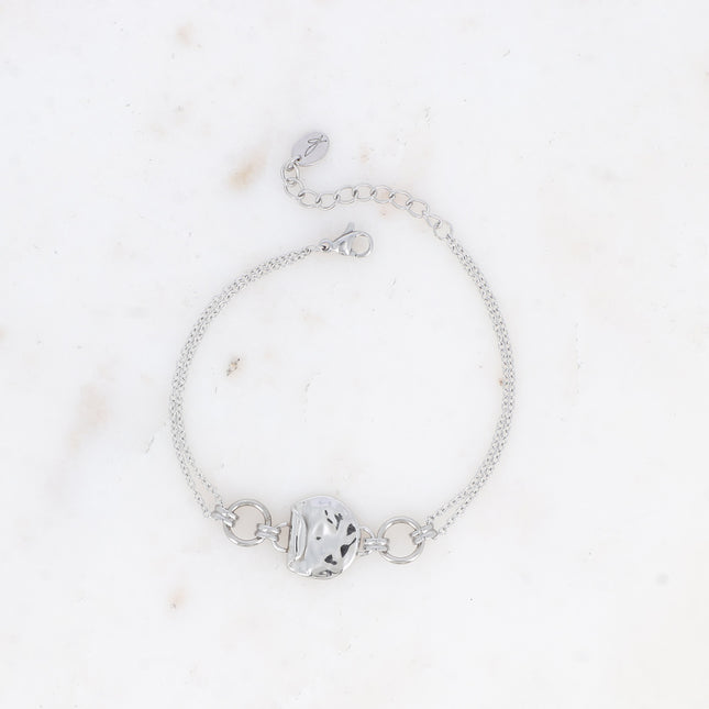 Bracelet - ring pendant, curved and hammered inset