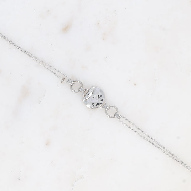 Bracelet - ring pendant, curved and hammered inset