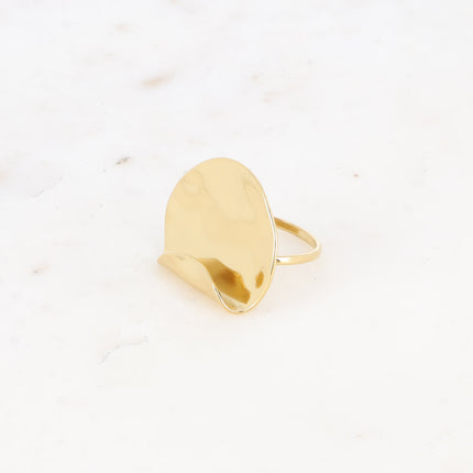 Bague - pièce ronde recourbée et martelée