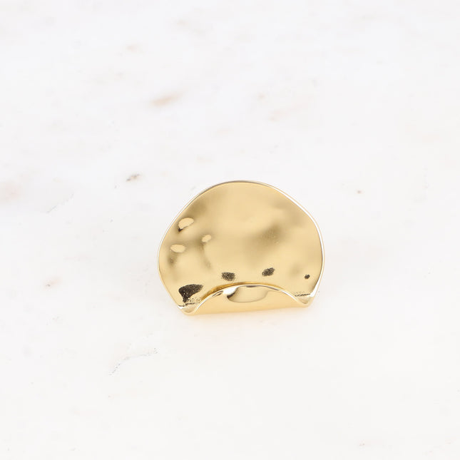 Bague - pièce ronde recourbée et martelée