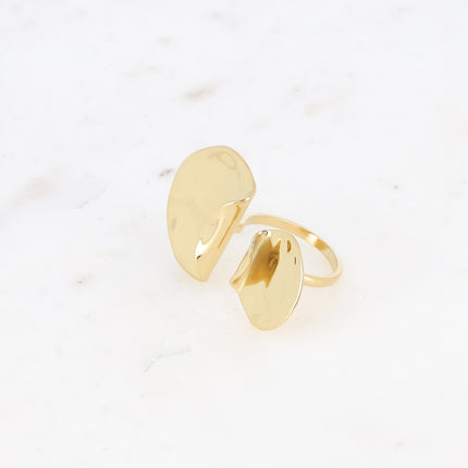 Bague - double pièce ronde recourbée et martelée