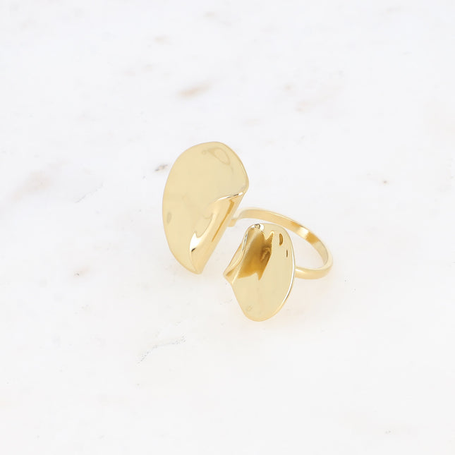 Bague - double pièce ronde recourbée et martelée