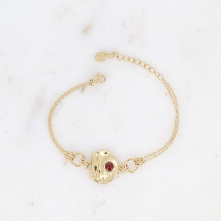 Bracelet - pendentif rond recourbé et martelé avec pierre naturelle