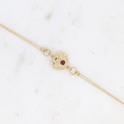 Bracelet - pendentif rond recourbé et martelé avec pierre naturelle