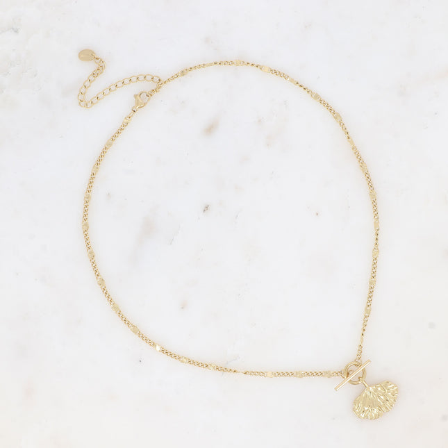 Collier Sierra - anneau et barre, ginko texturé