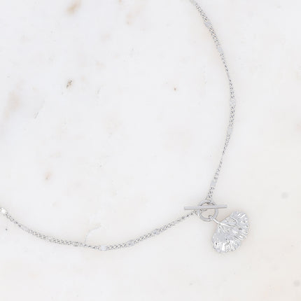 Collier Sierra - anneau et barre, ginko texturé