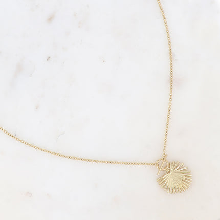 Long collier Alma - anneau et barre, feuille de palmier