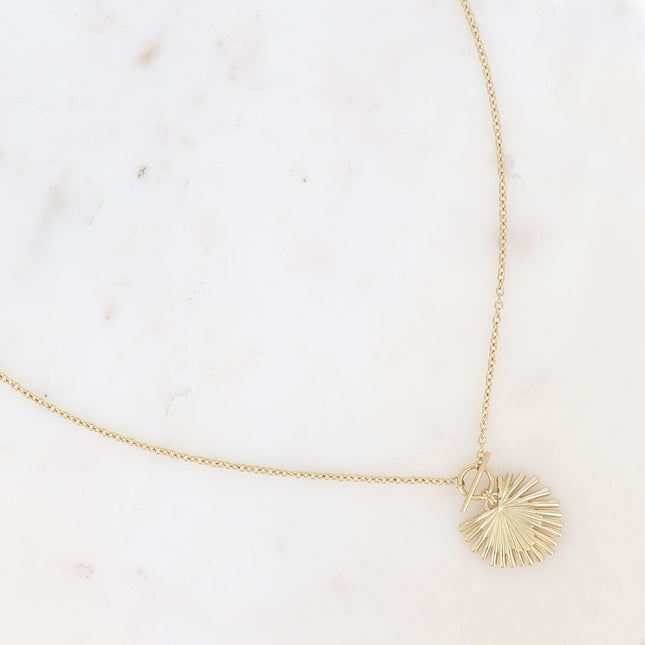Long collier Alma - anneau et barre, feuille de palmier