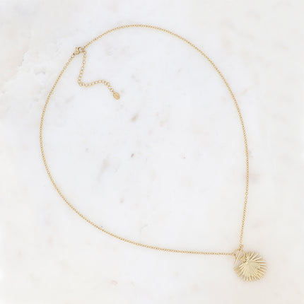 Long collier Alma - anneau et barre, feuille de palmier