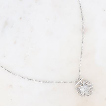 Long collier Alma - anneau et barre, feuille de palmier