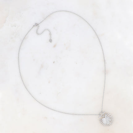 Long collier Alma - anneau et barre, feuille de palmier