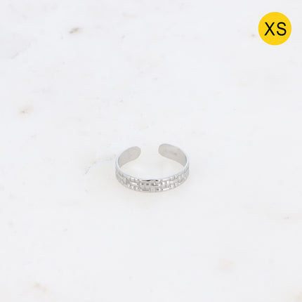 Bague XS - anneau effet quadrillé, petite taille de doigt