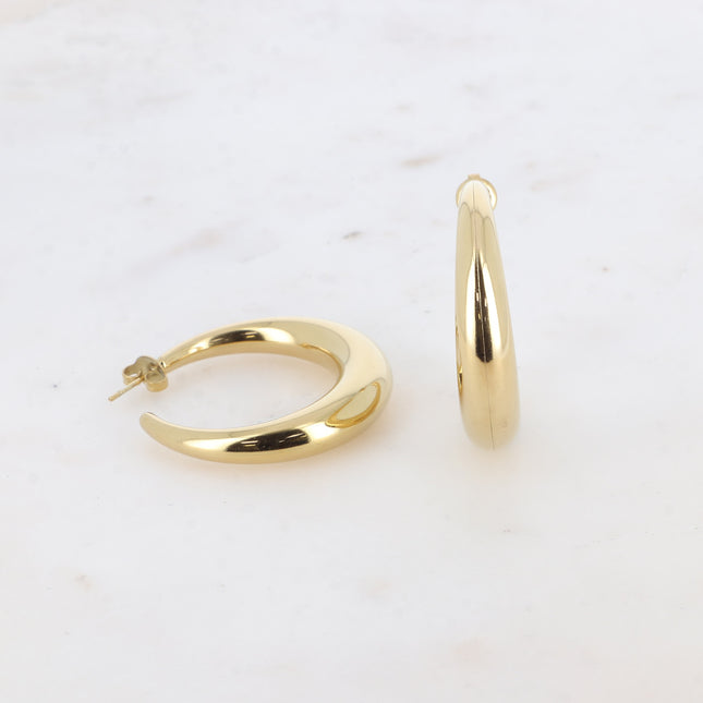 Creole earrings - crescent moon shape 38mm