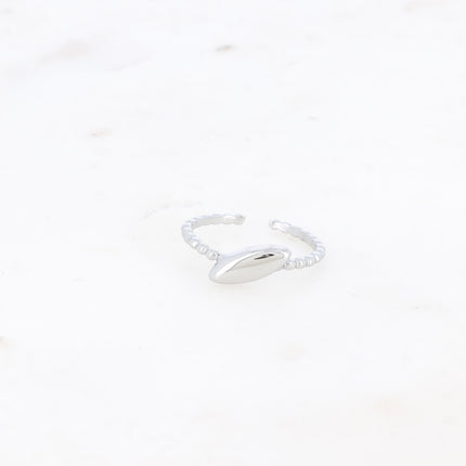 Bague fine - anneau effet perlé et ovale