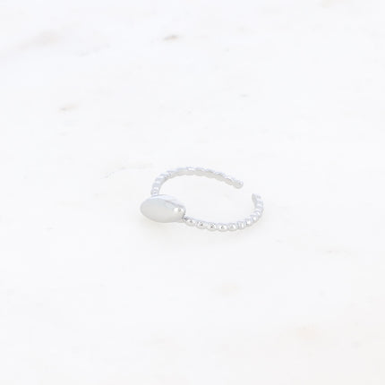 Bague fine - anneau effet perlé et ovale
