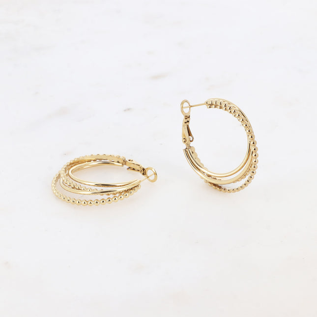 Hoop earrings - 4 rings, bubble effect and smooth