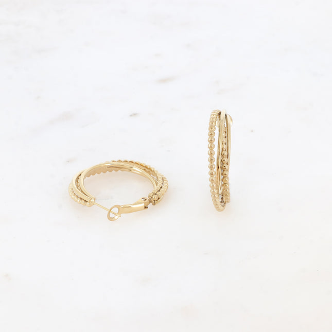 Hoop earrings - 4 rings, bubble effect and smooth