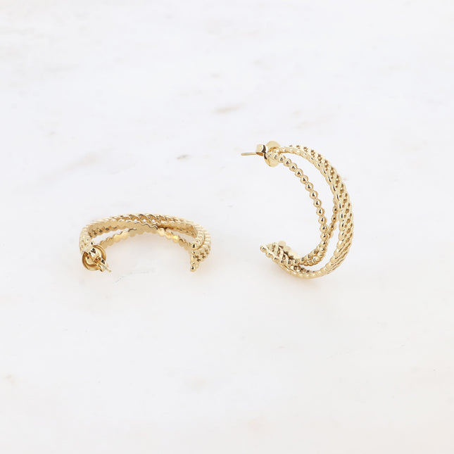 Hoop earrings - 3 rings, bubble and mesh effect