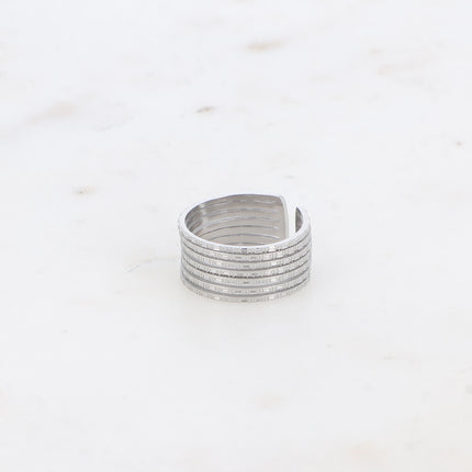Bague - ajouré et points martelés effet quadrillé