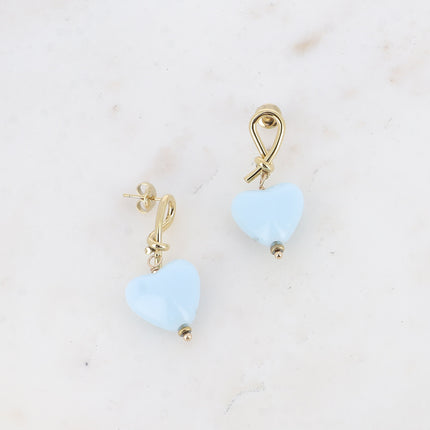 Carleeni drop earrings - knot and heart in acetate