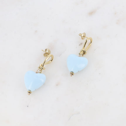 Carleeni drop earrings - knot and heart in acetate