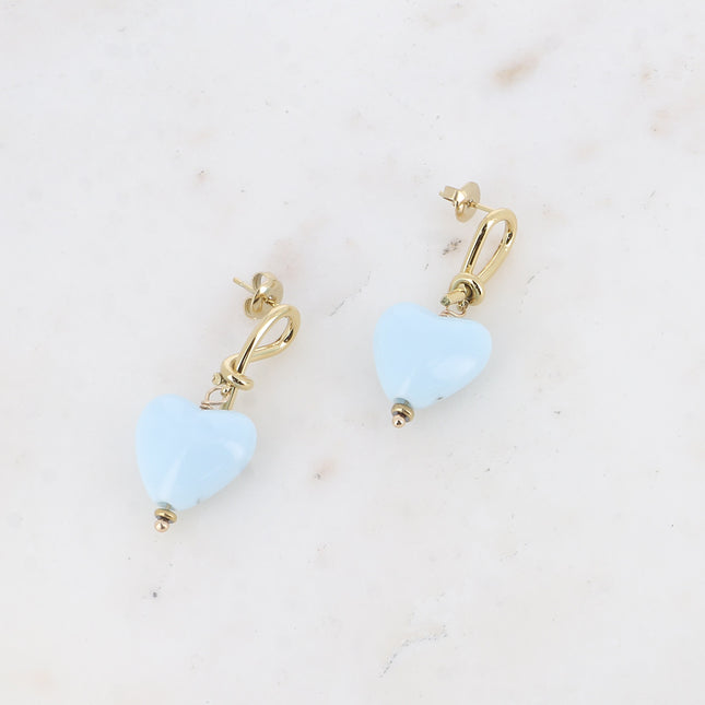 Carleeni drop earrings - knot and heart in acetate