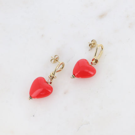 Carleeni drop earrings - knot and heart in acetate