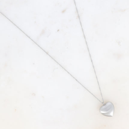 Sautoir Osana - gros pendentif coeur effet brossé